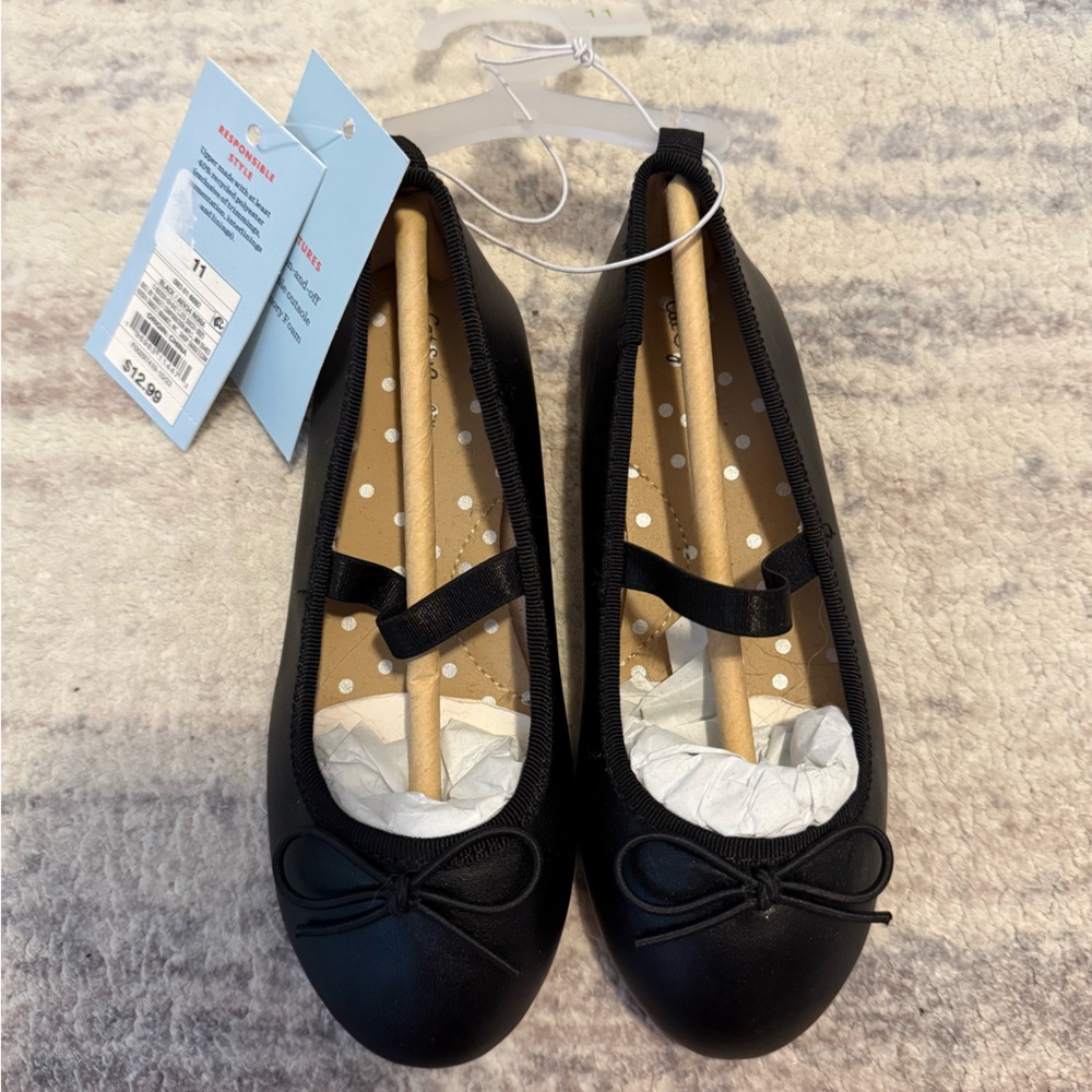 🚫SOLD🚫Cat & Jack Black Bow Ballet Flats